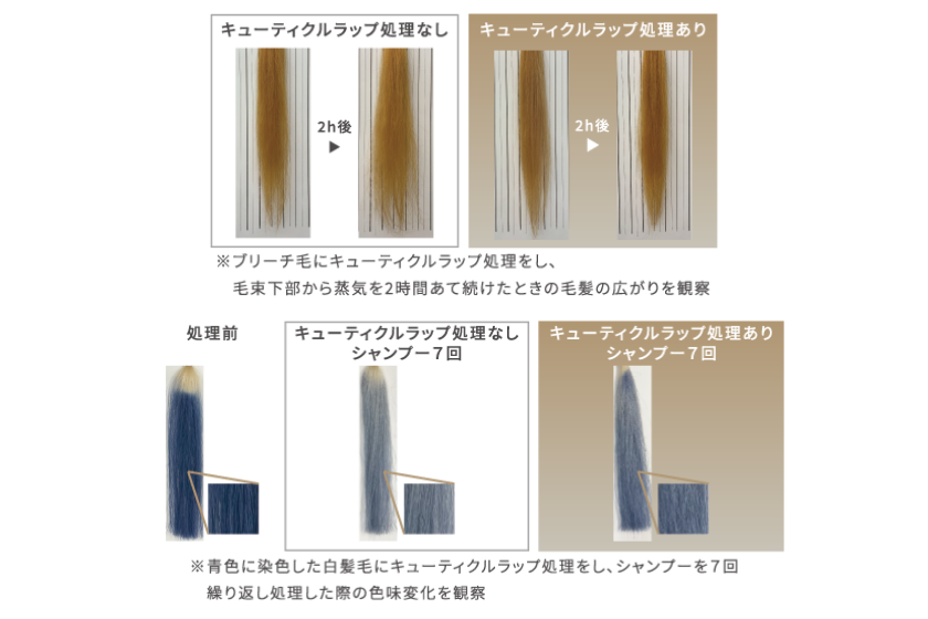 フローディアキューティクルラップによるヘカカラーの褪色抑制に関するイメージ写真